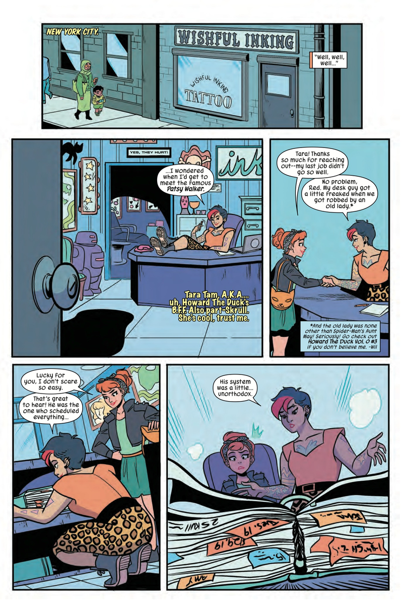 Illustration for article titled Marvel exclusive: Feline meets fowl when Howard The Duck visits Hellcat!